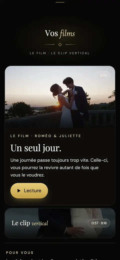 Le même espace sur téléphone : le film et le clip vertical